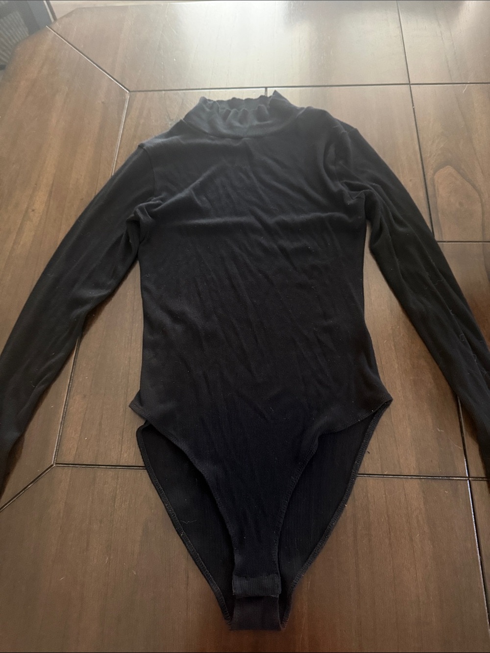 Women's Black Long-Sleeve Turtleneck Bodysuit